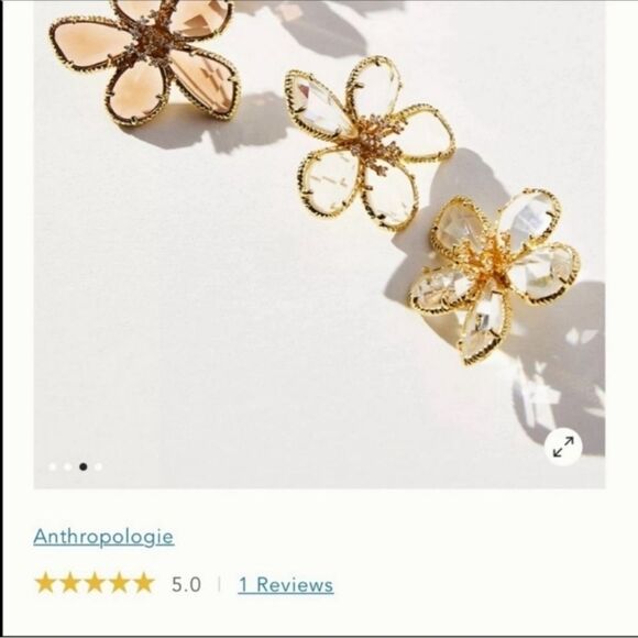 New 18k ANTHROPOLOGIE FLORAL TAPESTRY crystal glass flower earrings - Picture 2 of 11
